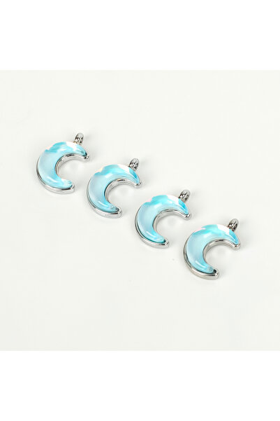 yfhobi 1 Adet - 15 mm Ay Desenli Taşlı Uç, Charm Uç, Rodyum Kaplama 1.Kalite ...