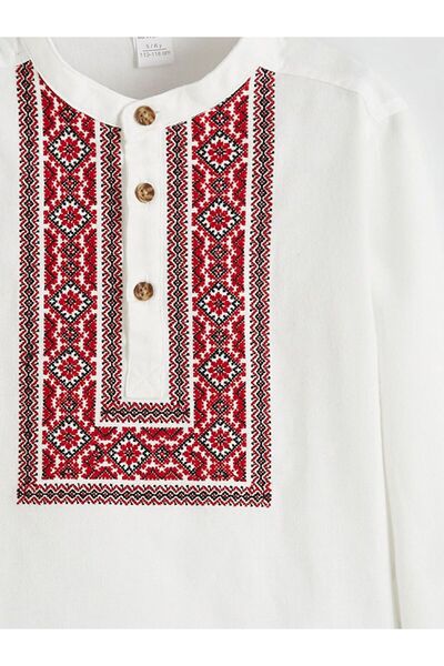 LC Waikiki Lcw Kids Hakim Collar Ethnic Patterned Boys' Shirt