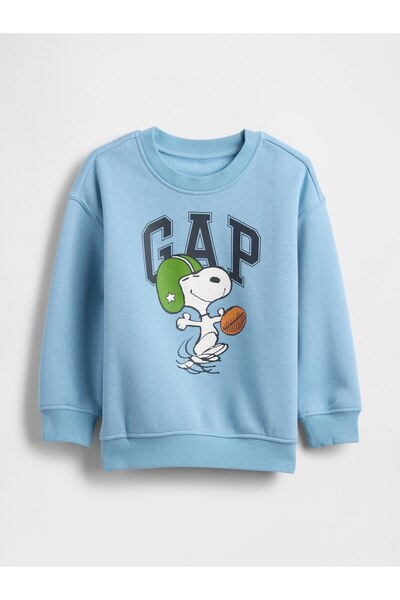 GAP Erkek Bebek Açık Mavi Vintage Soft Snoopy Logo Sweatshirt