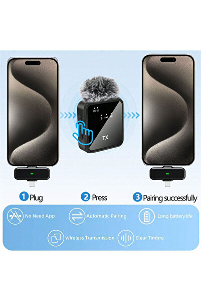 GEARELEC Wireless Microphone Dual Channel Lavalier Mic for Smartphone, Camera & Vlog Recording