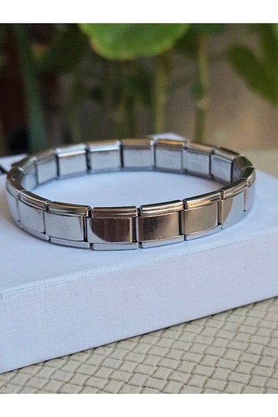 Parıltı Gümüş Renk Charm Takilabilir Ayarlanabilir Çelik Bilezik