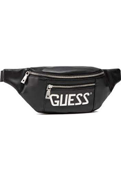 Guess , Salameda, Leather, Textile Fanny Pack, Black, 29,5/39 x 14 x 7 cm, For Men