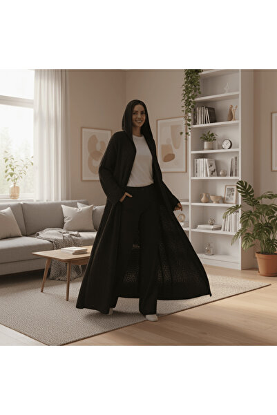 alqarat Hooded Cable Knit Bisht