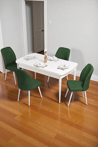 baresmu Bara Beyaz 80X132 Açılabilir Sunta Masa Yemek Odası Takımı, Mutfak Ta...