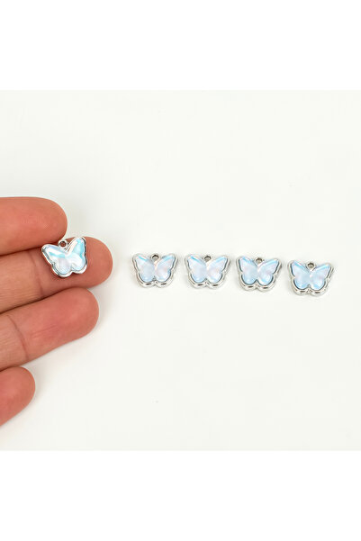 yfhobi 1 Adet - 11 mm Kelebek Desenli Taşlı Uç, Charm Uç, Rodyum Kaplama 1.Ka...