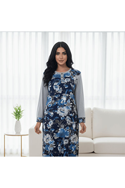 alqarat قميص نوم طويل فاخر مزهر