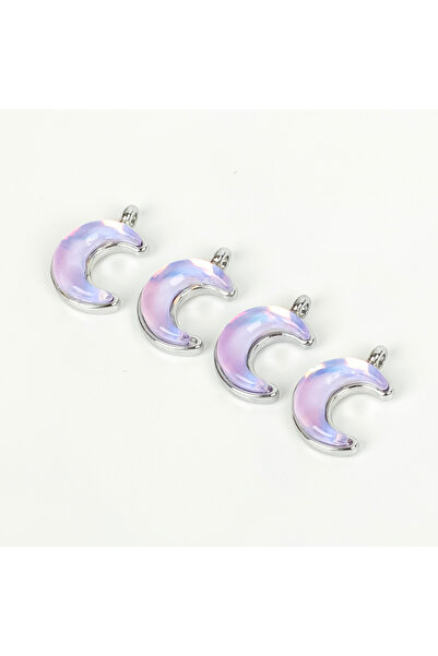 yfhobi 1 Adet - 15 mm Ay Desenli Taşlı Uç, Charm Uç, Rodyum Kaplama 1.Kalite ...