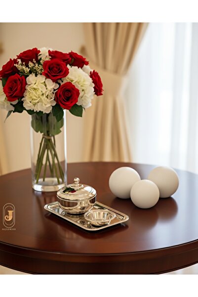 aljahwari Date serving set, full nickel finish, small size 11cm