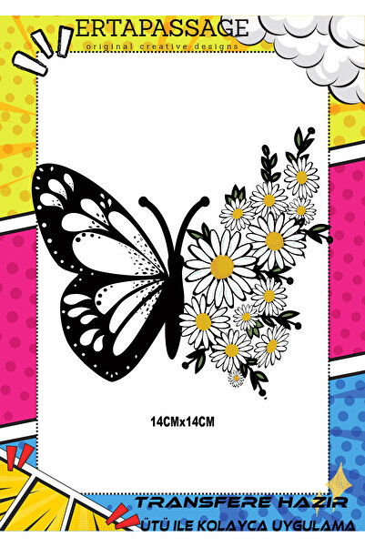 ErTaPassage Kelebek5 DTF Transfer Baskı – Ütüyle Yapışan – Tişört İçin Kolay ...
