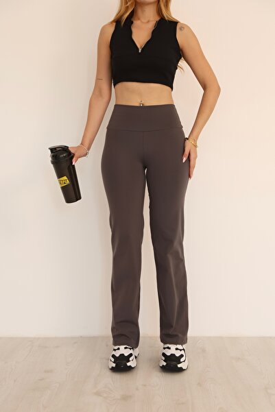 GRODYT Grody.T Women's High Waist Detailed Flared Diving Leggings Pants