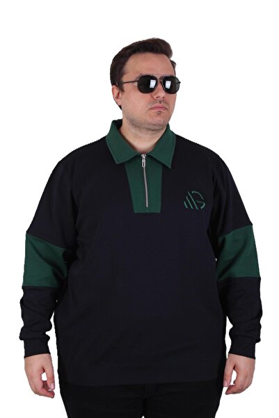 MocGrande Hanorac cu fermoar cu guler polo de mărime mare Double Face 25709 A...