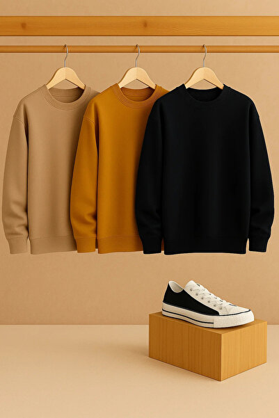 COMBİNE MİCHAİL Women's Crew Neck Oversized 3-Piece Sweatshirt