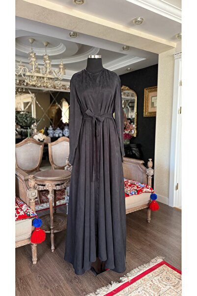 BukrinaCo Siyah ipek kupra kloş tesettürlü ferace abaya