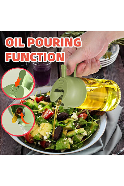 Generic High Quality High-flow Spray Glass Oil Bottle With Pressing Pump Sprayer and Green Handle Cap