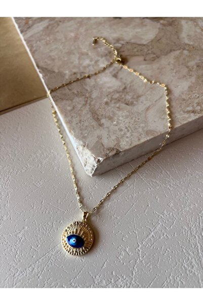 ELENOR Kadın Göz Detaylı Nazar Boncuklu Paslanmaz Çelik Kolye