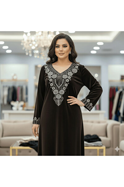 alqarat Regal Embroidered Velvet Kaftan