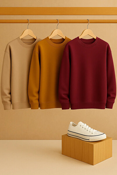 COMBİNE MİCHAİL Women's Crew Neck Oversized 3-Piece Sweatshirt