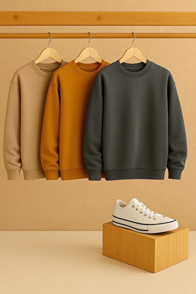 COMBİNE MİCHAİL Women's Crew Neck Oversized 3-Piece Sweatshirt