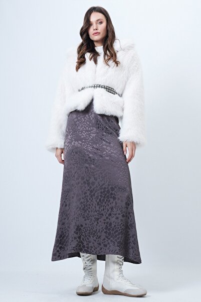 VAGGON Patterned Zipper Closure Midi Skirt