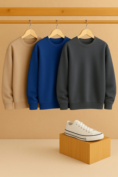 COMBİNE MİCHAİL Γυναικείο φούτερ με λαιμόκοψη oversized 3-συσκευασία