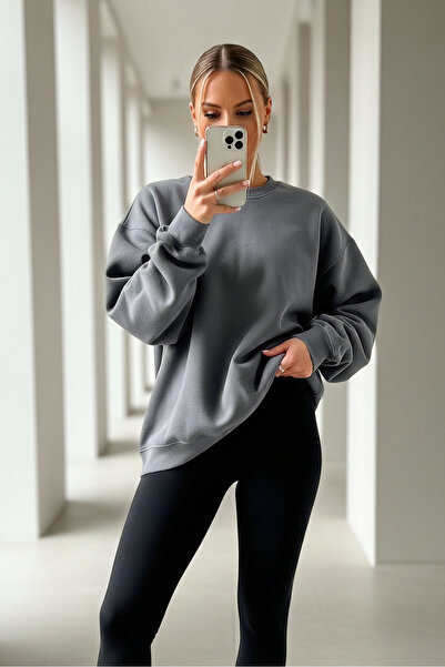 COMBİNE MİCHAİL Women's Crew Neck Oversized 3-Piece Sweatshirt
