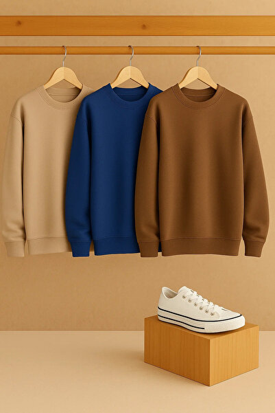 COMBİNE MİCHAİL Women's Crew Neck Oversized 3-Piece Sweatshirt