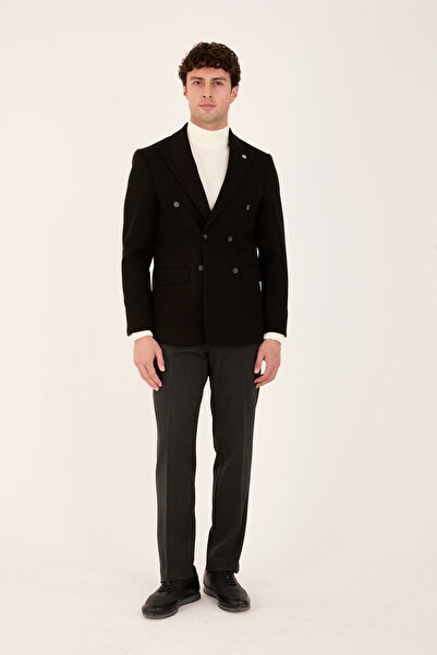 The Tailor Classics Kruvaze Gücü Kırlangıç Yakalı Kaşe Tek Ceket