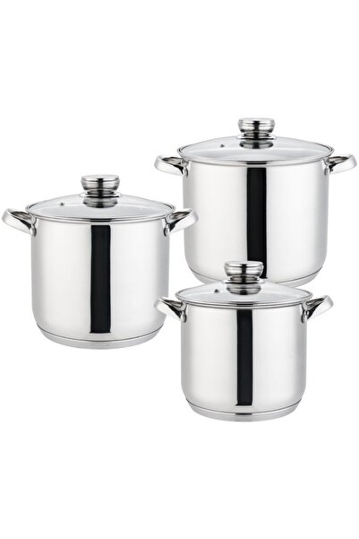 GRÜNBERG Grunberg GR1051 6-piece Stainless Steel Pot Set with Glass Lids (Induction Compatible)
