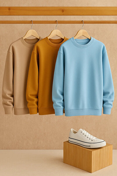 COMBİNE MİCHAİL Women's Crew Neck Oversized 3-Piece Sweatshirt