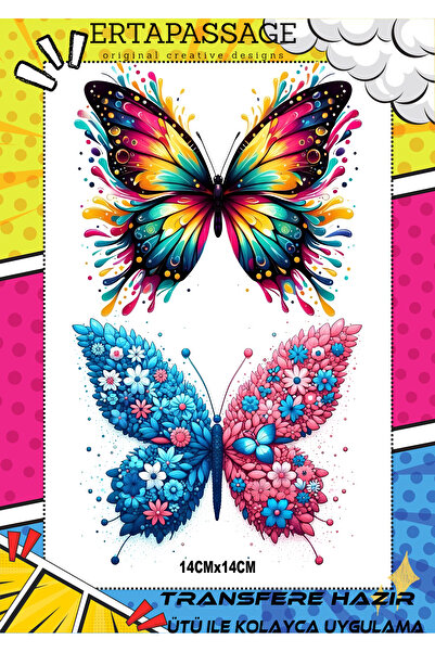 ErTaPassage Kelebek7 DTF Transfer Baskı – Ütüyle Yapışan – Tişört İçin Kolay ...