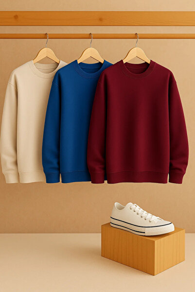 COMBİNE MİCHAİL Women's Crew Neck Oversized 3-Piece Sweatshirt