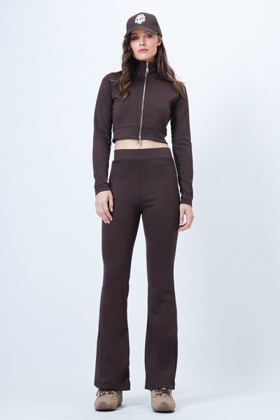 VAGGON Double Zipper Jacket Flared Sets