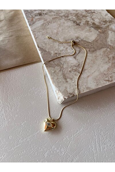 ELENOR Kadın Kalp Uçlu Taşlı Kapaklı Çelik Kolye