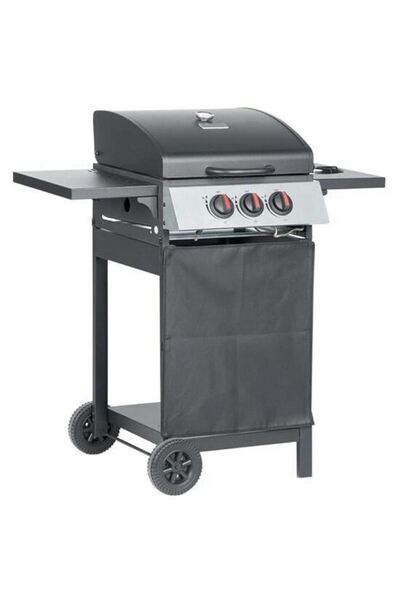 Strend Pro Garden gas grill, rectangular, 2+1 burners, with wheels, lid and shelves, 97x60x100 cm - Valencia