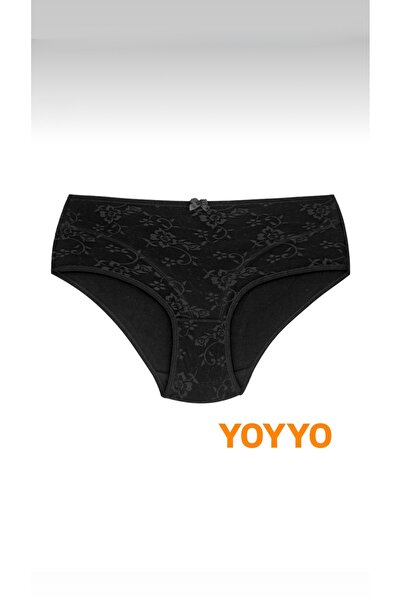 YOYYO Γυναικεία βαμβακερά εσώρουχα Battal Cotton - Γυναικεία εσώρουχα με λεπτομέρεια από δαντέλα καθημερινά βαμβακερά ψηλόμεση