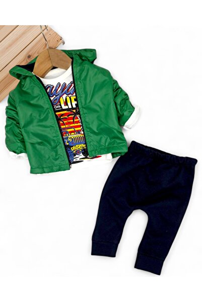 VEGAMOD Boy Baby Car Printed Raincoat 3-Piece Set 0-3-6-9-12 Months