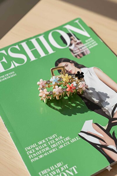 GÜLPEŞE Gold Crystal Stone Floral Metal Latch Buckle Glpş-7478