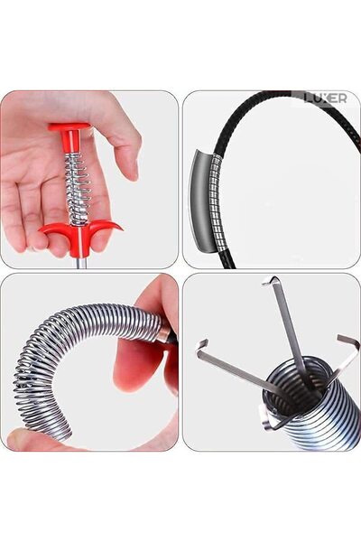 LUXER Sarpe Desfundare Chiuveta/Cada/WC/Tevi de Scurgere cu Sistem Extractor cu 4 Brate, Lungime 90 cm