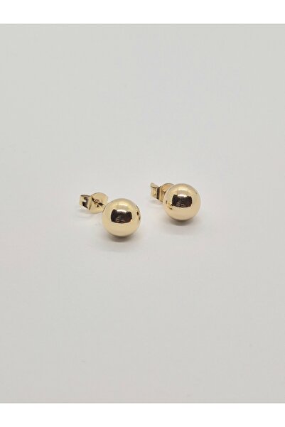 Set Paslanmaz Çelik Yuvarlak Altın Kaplama ( 6 mm ) Top Küpe