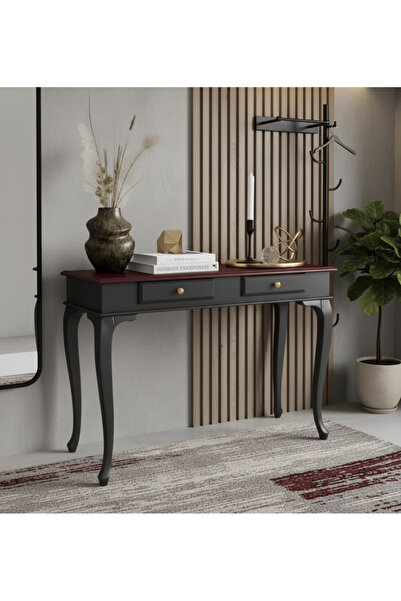 Wooding Mobilya 120 Cm Masif Lükens Antrasit Ceviz Dresuar