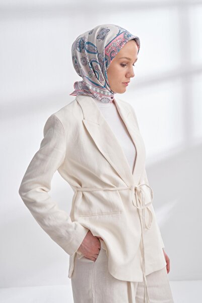 ARMANDA Premium Serisi Crown Desen %100 Twill İpek Eşarp Desenli İpek Eşarp Silk