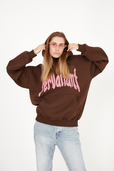 Fer Valiant سويت شيرت ستار باف مطبوع قصة فضفاضة بغطاء رأس للجنسين