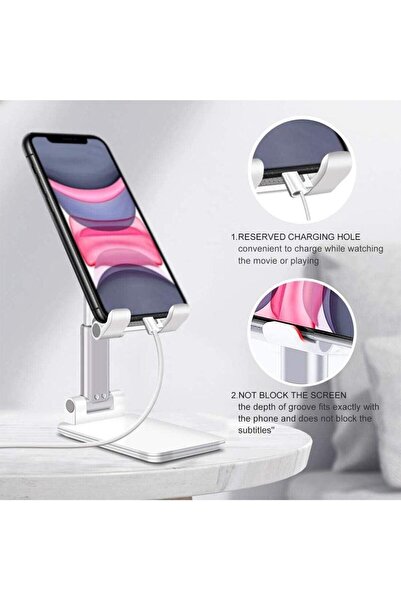 AteşTech حامل هاتف لوحي قابل للطي وقابل للتعديل - 360 درجة °   دوار، محمول، للاستخدام في المكاتب والمنازل