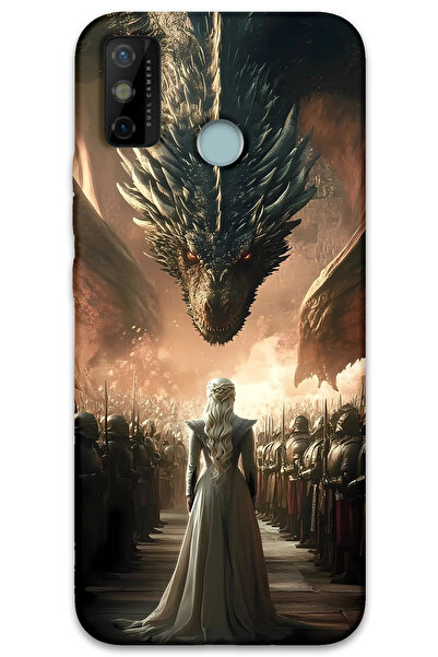 MRCİLETİSİM غطاء خلفي متوافق مع هاتف Tecno Spark 6 Go HD Pattern مطبوع - Dragons
