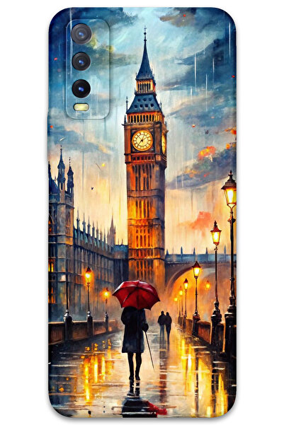 MRCİLETİSİM غطاء خلفي لهاتف Vivo Y20 / Y11S بنمط HD مطبوع - برج الساعة