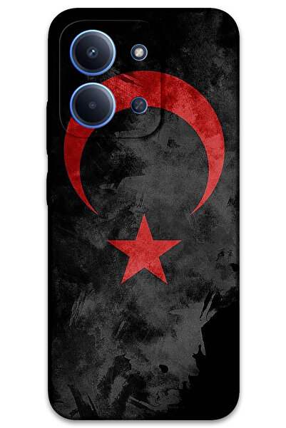 MRCİLETİSİM غطاء خلفي لهاتف Xiaomi Redmi 15C 5G بنمط HD مطبوع - علم أسود