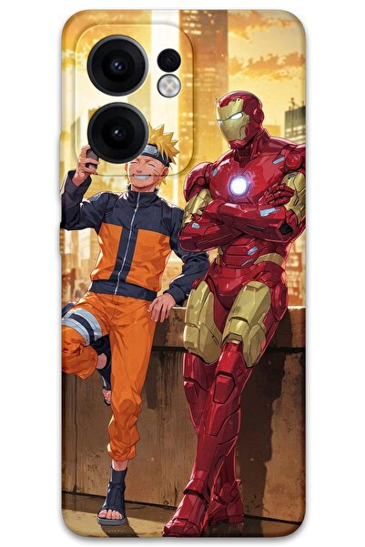 MRCİLETİSİM غطاء خلفي لهاتف اوبو رينو 13F 5G بنمط HD مطبوع - الرجل الحديدي