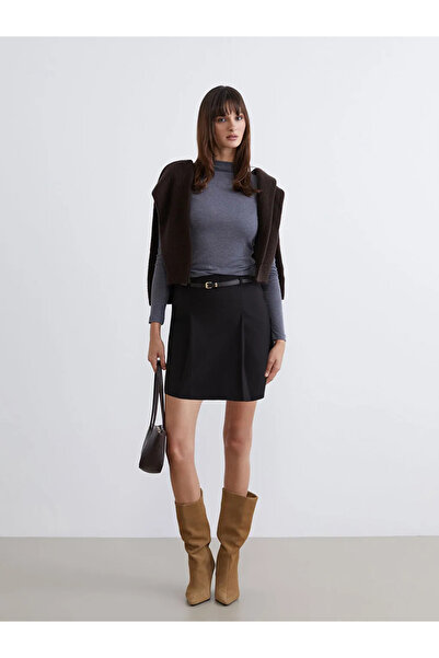 LC Waikiki Lcw Vision Brown Belted Pleated Mini Skirt