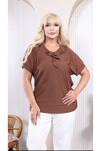 garajmood Striped Shawl Collar Plus Size Blouse