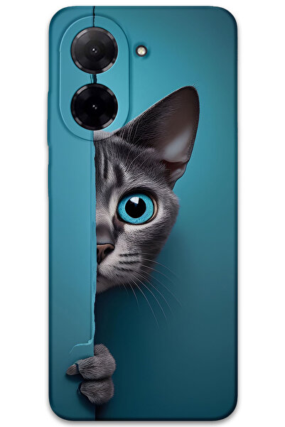 MRCİLETİSİM غطاء خلفي لهاتف Xiaomi Redmi A5 4G بنمط HD مطبوع - قطة ذات عيون زرقاء
